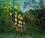 Henri Rousseau The Jungle - Tiger Attacking a Buffalo painting
